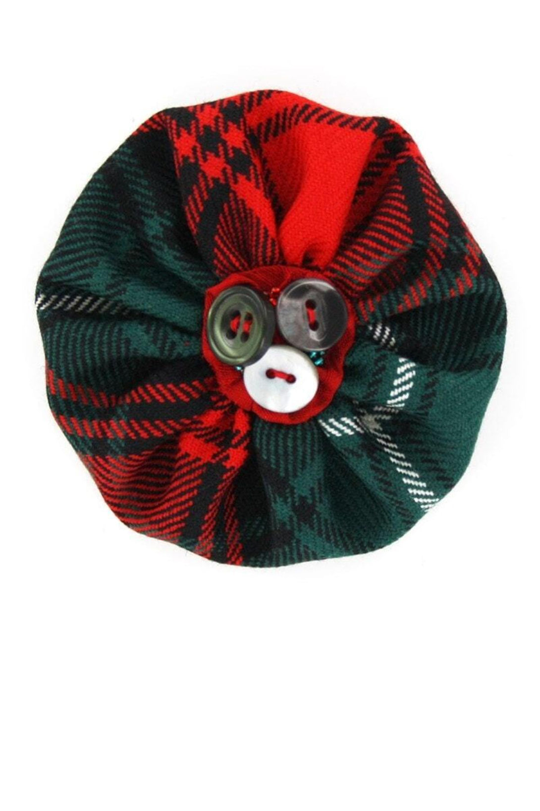 3 Buttons Tartan Brooch