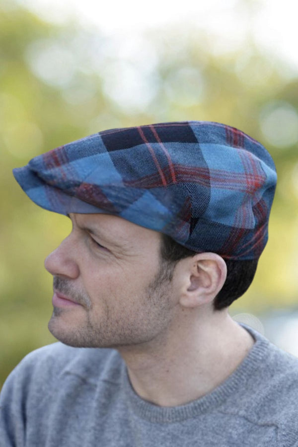 Button Down Plaid Flat Cap