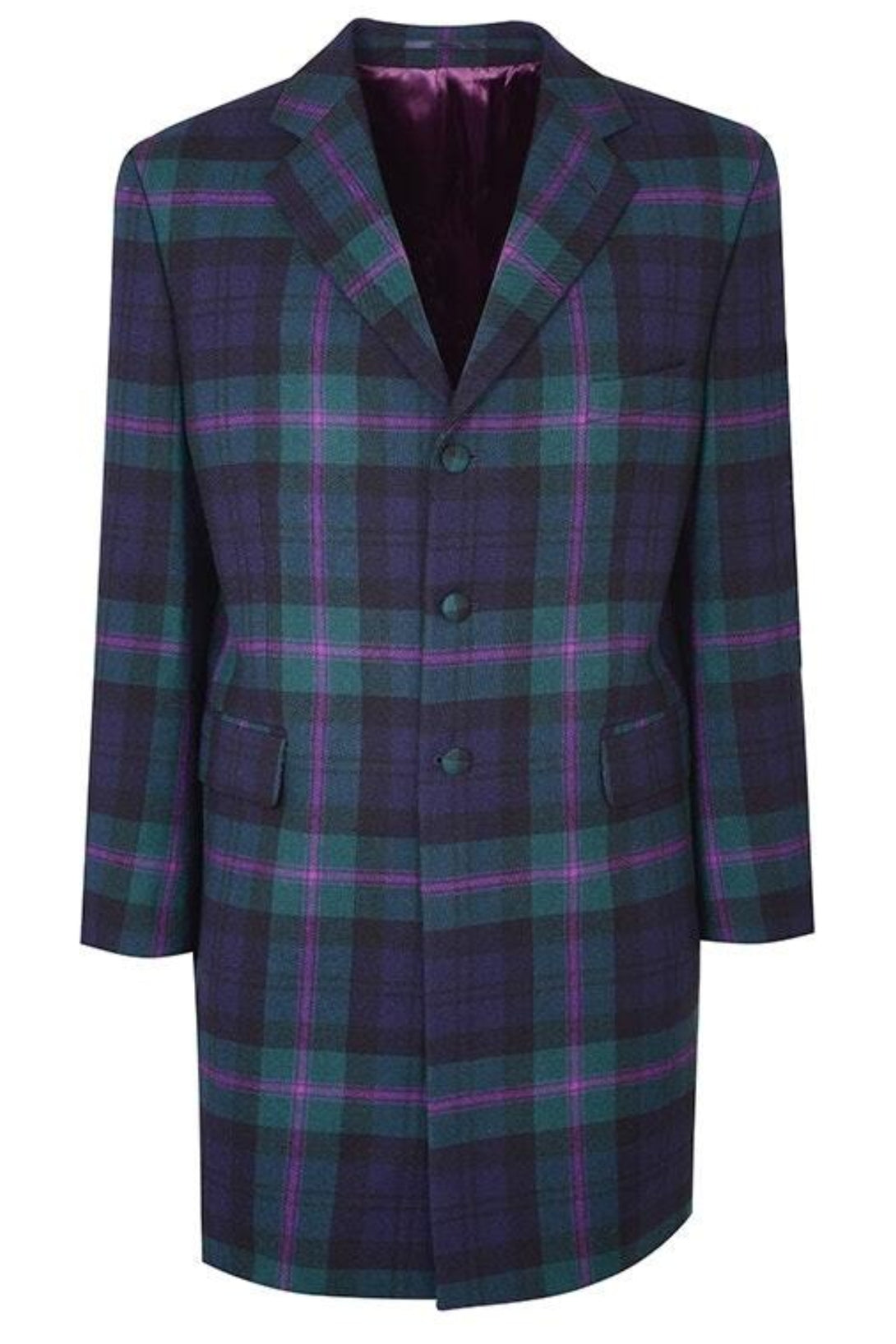 Men Knee Length Plaid Jacket