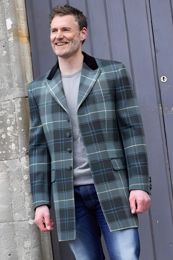 Men's Mid-Thigh Length Tartan Jacket