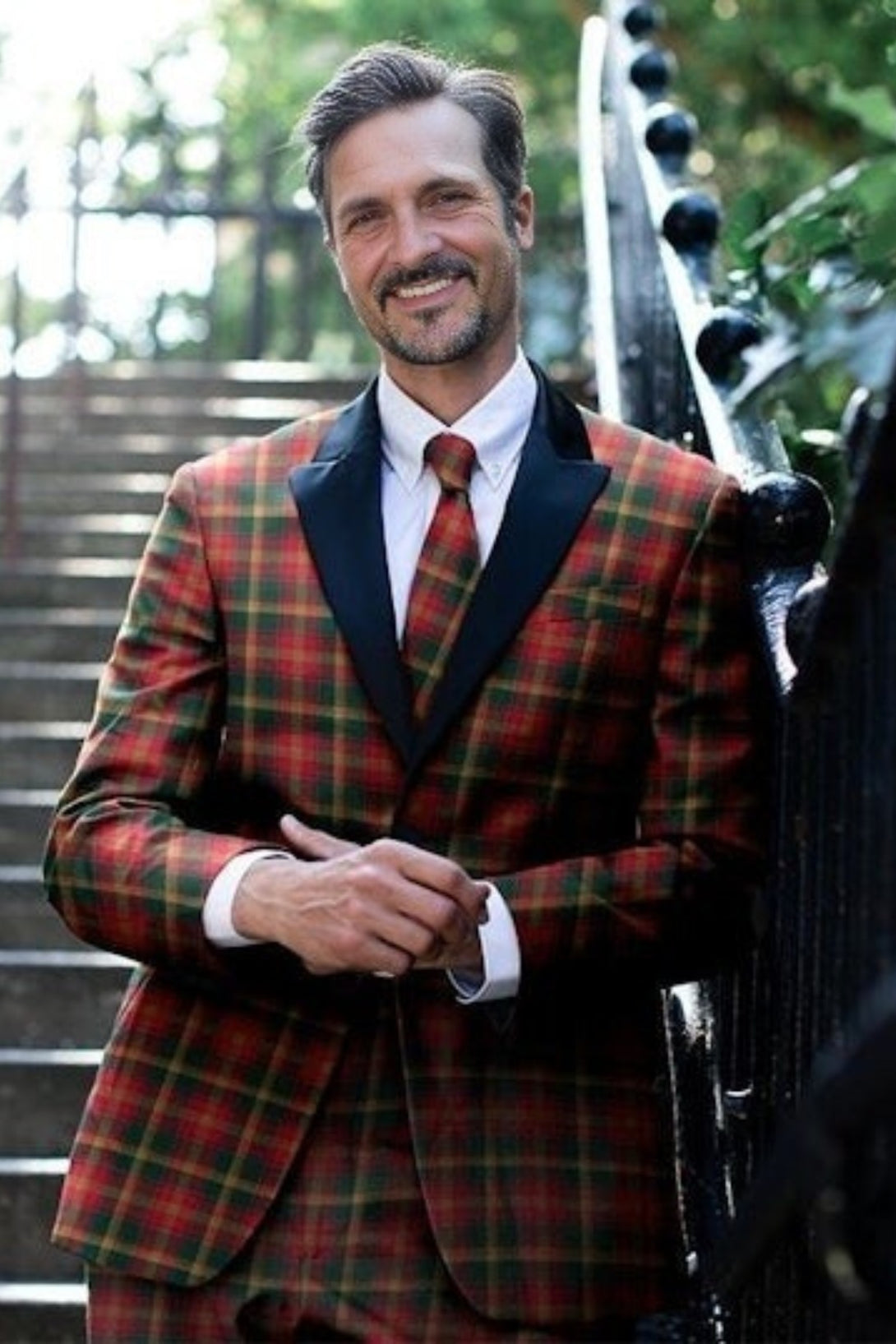 Men's Single Breasted Tartan Dinner Jacket