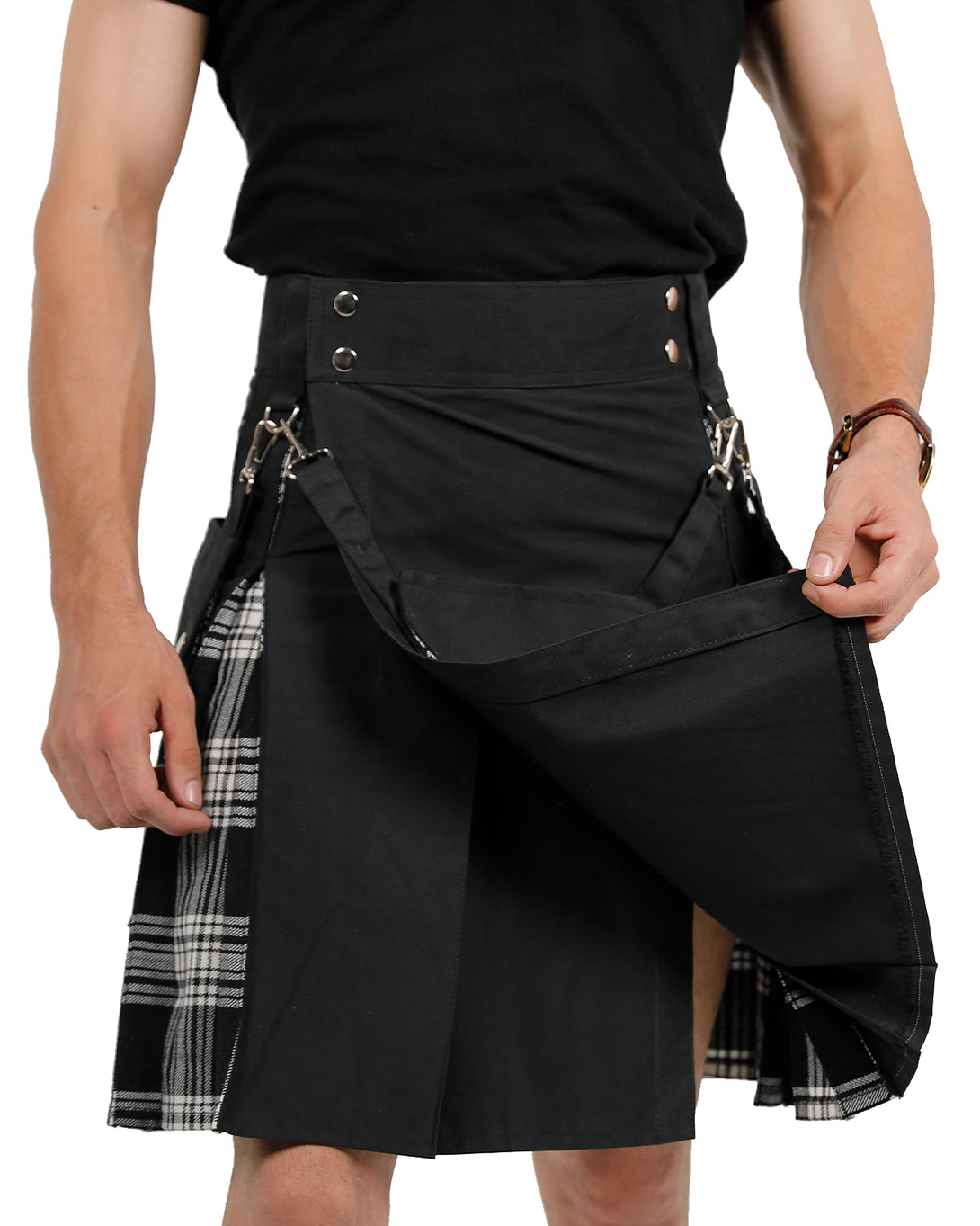 Open front of Midnight Hybrid Kilt