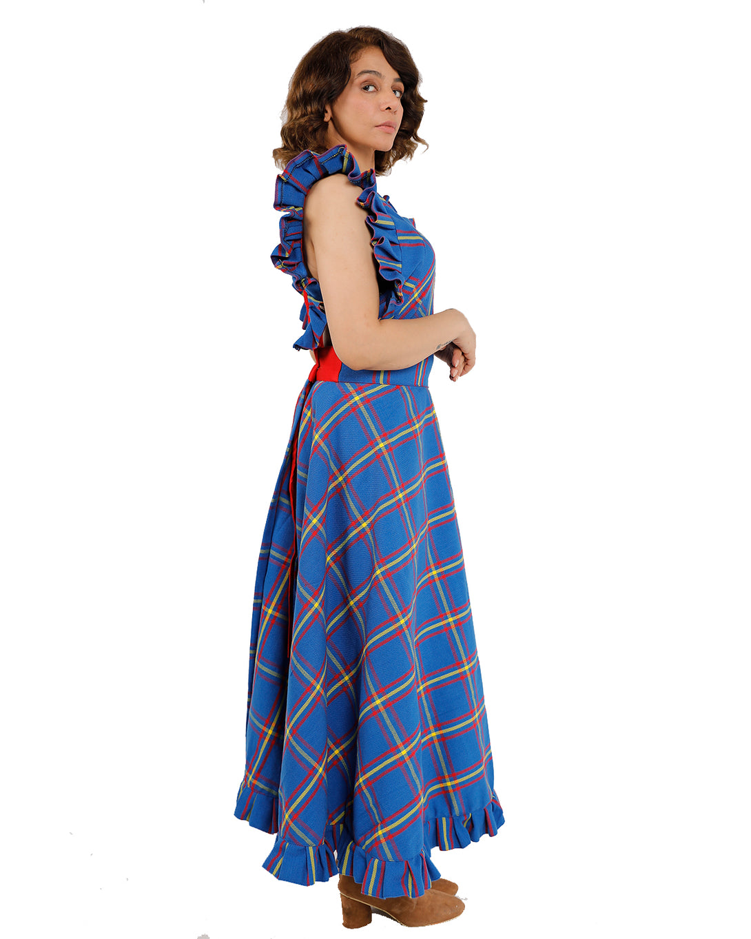 Ocean Mist Tartan Maxi Dress for womens