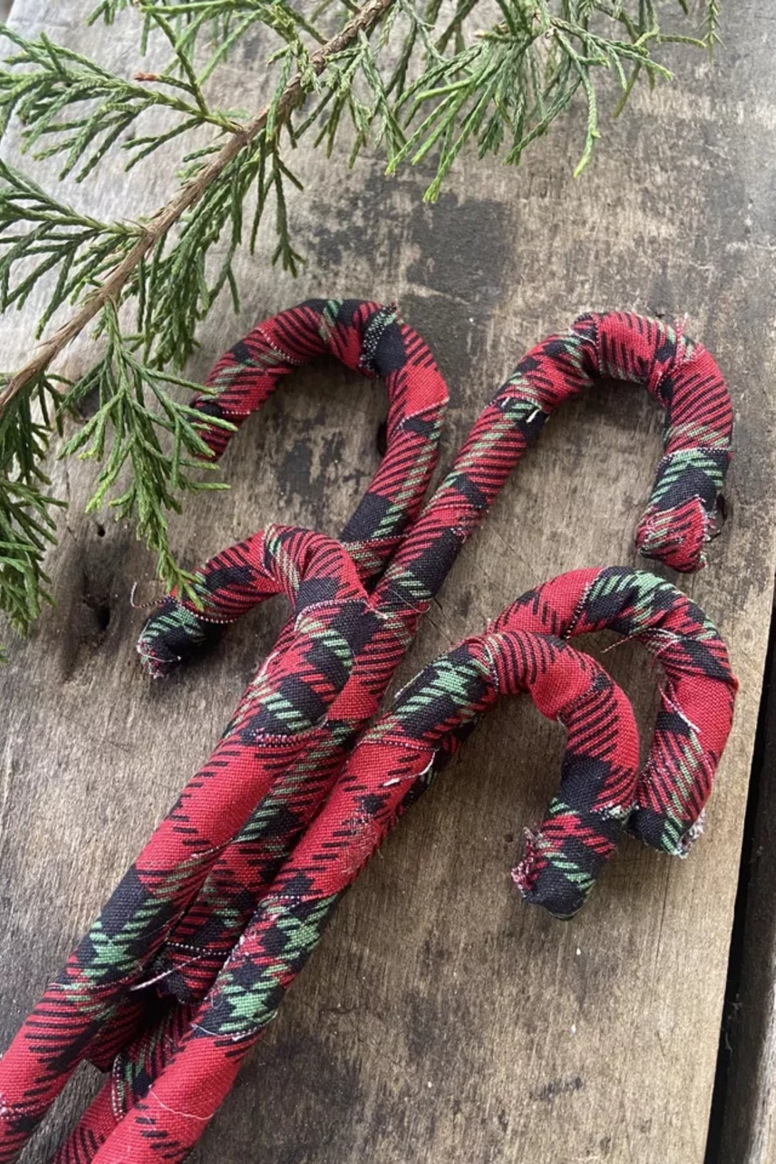 Plaid Candy Cane Tree Ornament