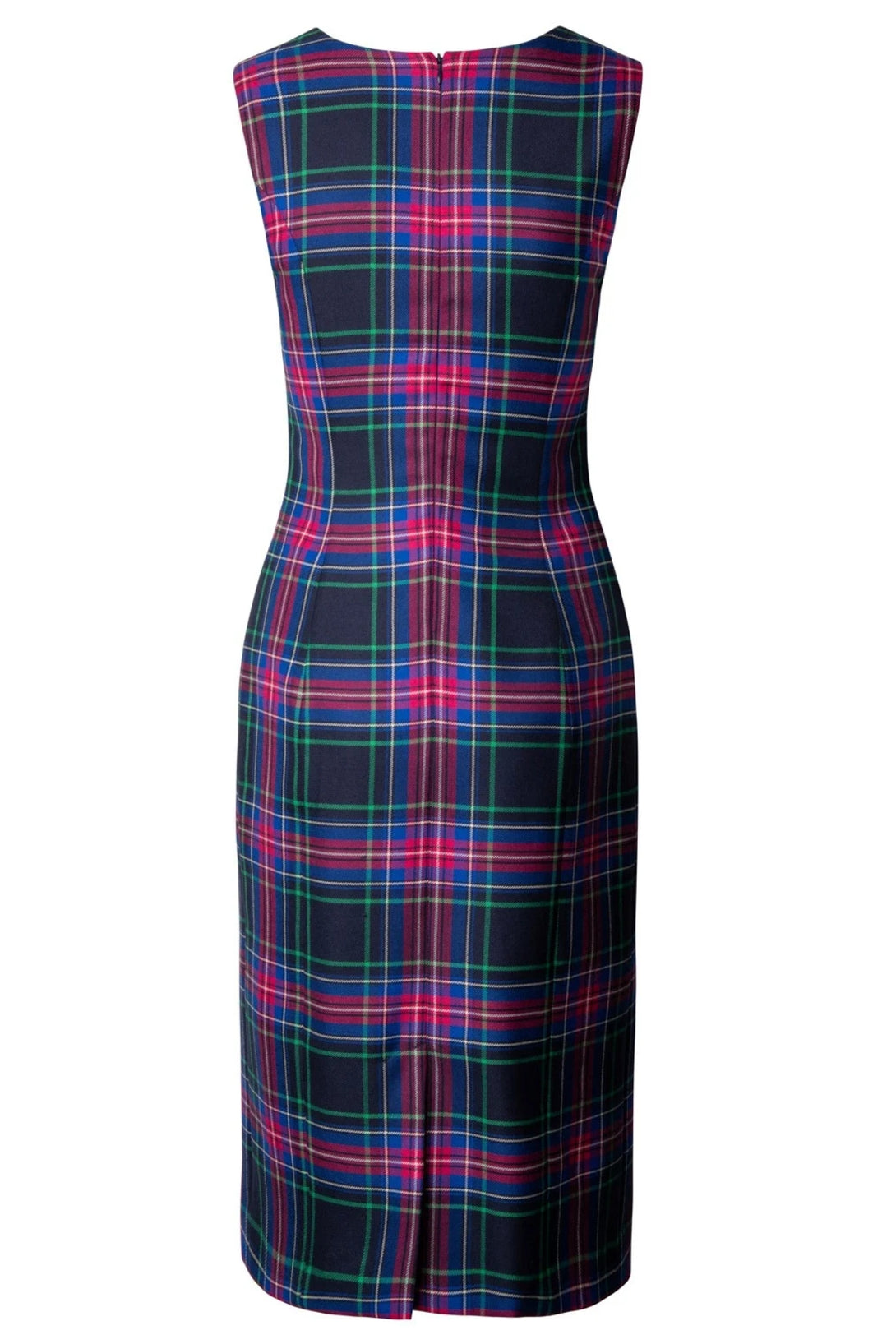 Sleeveless Tartan Shift Dress - Back