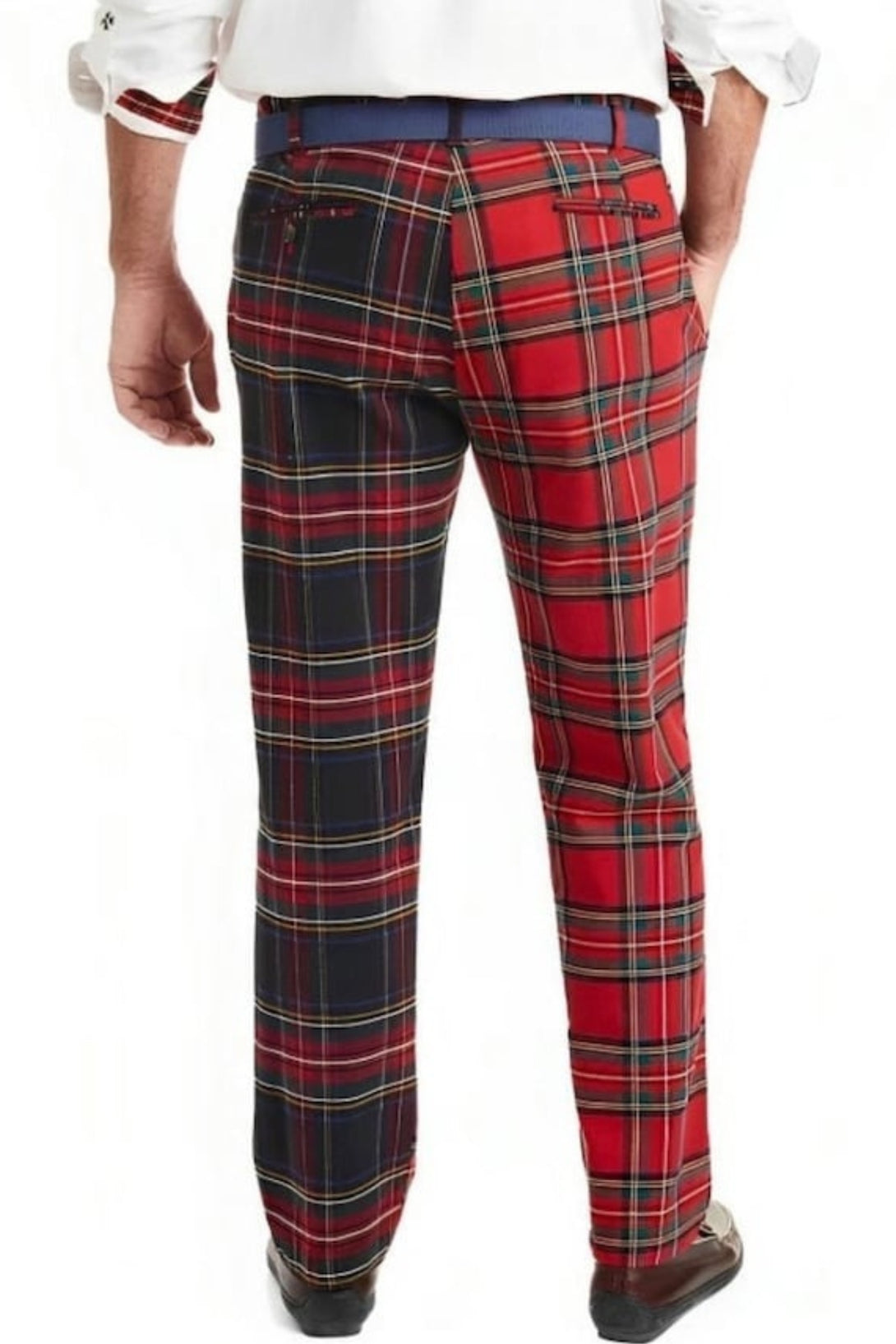 Dual-Plaid Contrast Pant